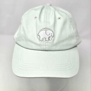 IVORY ELLA MINT GREEN BASEBALL HAT CAP WHITE EMBROIDERY ELEPHANT WOMEN OS COTTON